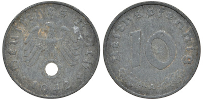 Германия 10 рейхспфеннигов 1942 A KM 101, J. 371 цинк 4132-622