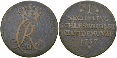 ШЛЕЗВИГ-ГОЛЬШТЕЙН 1 ЗЕХЛИНГ 1787 KM 2 медь 97-815