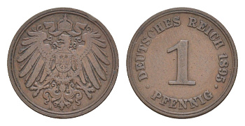 Германия 1 пфенниг 1895 A, Вильгельм II (1888-1918) KM 10, J. 10 медь 4639-1113