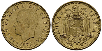 Испания 1 песета 1975 Хуан Карлос I (1975-2014) KM 806 алюминиевая бронза 4176-324