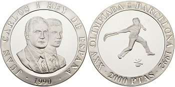 Испания 2000 песет 1990 XXV летние Олимпийские игры 1992 года в Барселоне, сквош KM 867 серебро PROOF 1091-9-22