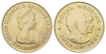 Джерси 2 фунта 1981 Свадьба Принца Чарльза и Леди Дианы KM 52 медно-никель BU 71-1314