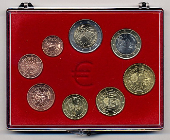 АВСТРИЯ ЕВРОНАБОР 2007 ВКЛЮЧАЕТ 2 ЕВРО 2007 РИМСКИЙ ДОГОВОР, планшет UNC 6-5-14