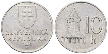 Словакия 10 геллеров 2000 MK KM 17 алюминий aUNC 4164-466