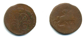 РОССИЯ 1 КОПЕЙКА 1759 медь 61-332