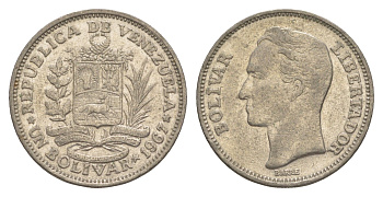 Венесуэла 1 боливар 1967 Симон Боливар Y 42 никель 4584-643