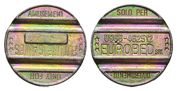 Италия жетон для игровых автоматов Eurobed Srl диаметр 22 мм, вес 4 гр никель 4670-651