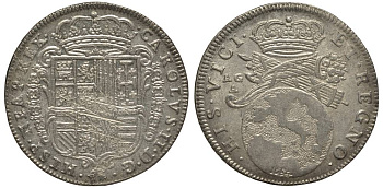 Неаполь и Сицилия тари (2 карлини) 1684 Карл II Испанский серебро aUNC 00-821-80