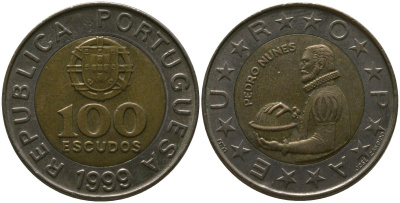 Португалия 100 эскудо 1999 INCM KM 645 биметалл 4582-113