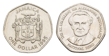 Ямайка 1 доллар 1995 Александр Бустаманте KM 164 сталь плакированная никелем UNC 4643-126