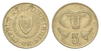 Кипр 5 центов 1992 KM 55.3 никель латунь 4617-416