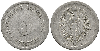 ГЕРМАНИЯ 5 ПФЕННИГОВ 1875 D, СТАРОГЕРБОВКА KM 3, J. 3 медно-никель 39-357