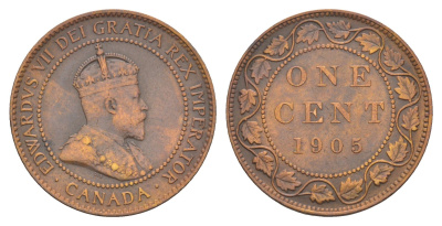 Канада 1 цент 1905 Эдуард VII (1901-1910) KM 8 бронза 4654-1224