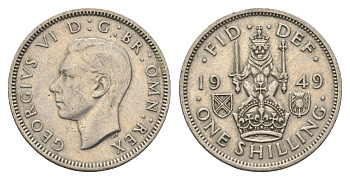 Великобритания 1 шиллинг 1949 Георг VI (1936-1952), Шотландский герб KM 877, Spink 4109 медно-никель 4663-151