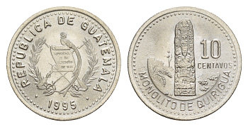 Гватемала 10 сентаво 1995 KM 277.6 медно-никель UNC 4644-266