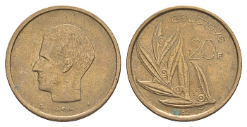 Бельгия 20 франков 1982 Belgique KM 159 никель латунь 4629-1011