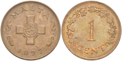 Мальта 1 цент 1977 KM 8 бронза 4521-1144