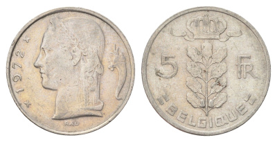 Бельгия 5 франков 1972 Belgique, Бодуэн I (1951-1993) KM 134 медно-никель 4704-1056