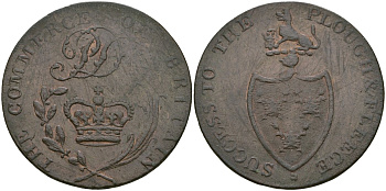 Великобритания, Стаффордшир 1/2 пенни 1797 Стаффорд, токены Кондера Dalton & Hamer 20 медь 1529-932