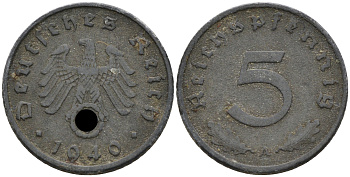 Германия 5 рейхспфеннигов 1940 A KM 100 цинк    4594-1123
