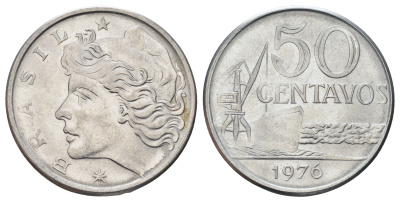 Бразилия 50 сентаво 1976 KM 580b нержавеющая сталь UNC 4150-855