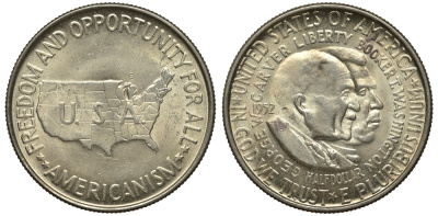 США 1/2 доллара (50 центов) 1952 Джордж Карвер и Букер Т. Вашингтон KM 200 серебро 413-215