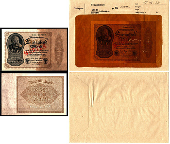 Германия 1000 марок 1922 15 декабря, MUSTER, образец, Specimen. В оригинальном банковском конверте. Из коллекции Отто Сейфферта (помощник Ялмара Шахта - министра экономики Германии и президента Рейхсбанка времен третьего рейха) Pick 82 s, Grabowski DEU 92