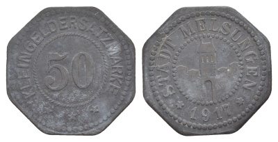 Мельзунген 50 пфеннигов 1917 Funck 327.2, Men18 20756.2 цинк 4637-1226