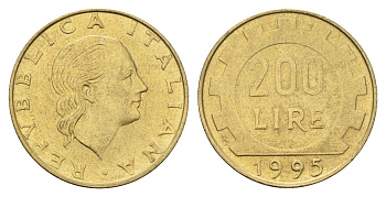 Италия 200 лир 1995 R, шестерня KM 105 алюминиевая бронза 4148-821