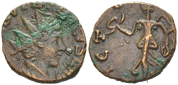 Римская Империя, императоры в Галлии антониниан 273 - 274 Тетрик II, C PIV ESV TETRICVS CAES, бюст цезаря / VICTORIA AVG, Пация, Виктория, Августа Треверов RIC 278 биллон 1073-24-76