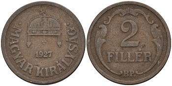 Венгрия 2 филлера 1927 BP KM 506 бронза 4115-1065