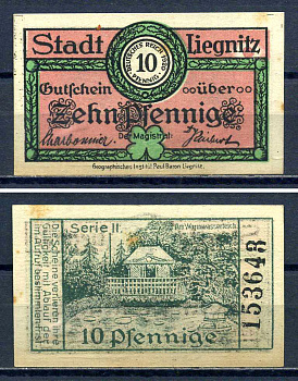 Легница (Пруссия, Нижняя Силезия) 10 пфеннигов 1920 бумага aUNC 7556-21-3-1