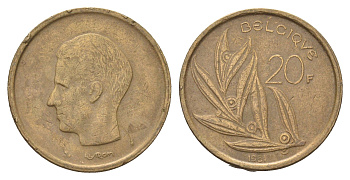 Бельгия 20 франков 1981 Belgique, Бодуэн I (1951-1993) KM 159 никель латунь 4704-1222
