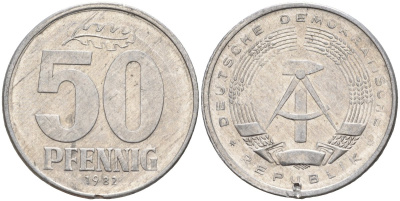 ГДР 50 пфеннигов 1982 A KM 12.2 алюминий 4143-814