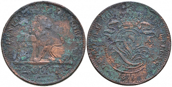БЕЛЬГИЯ 2 САНТИМА 1870 BELGES KM 35.1 медь 73-1234