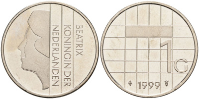 Нидерланды 1 гульден 1999 Беатрикс (1980-2013) KM 205 никель UNC 4116-146