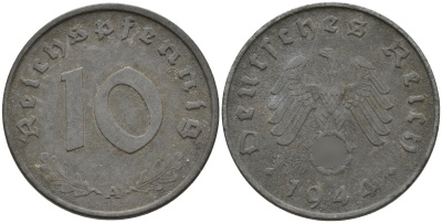 Германия 10 рейхспфеннигов 1944 A KM 101, J.371 цинк 4151-263