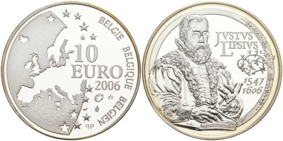 Бельгия 10 евро 2006 400 лет со дня смерти Юста Липсия (1547-1606), философа, филолога, последователя Сенеки KM 2555 серебро PROOF 01-151-14