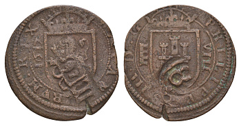 Испания 8 мараведи - Пиратские деньги 1617 с надчеканом 8 - Филипп III (1598-1621) 413-2341