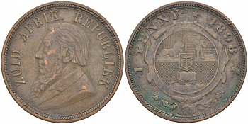 Южно-Африканская Республика, Трансвааль 1 пенни 1898 Пауль Крюгер KM 2 медь 180-943