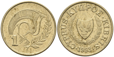 Кипр 1 цент 1993 KM 53.3 никель латунь 4174-1149