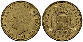 Испания 1 песета 1975 Хуан Карлос I (1975-2014) KM 806 алюминиевая бронза 4176-347