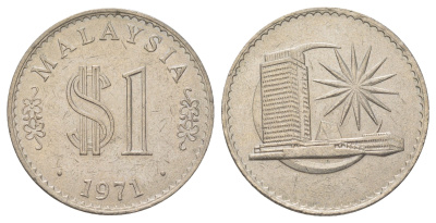 Малайзия 1 ринггит 1971 KM 9 медно-никель UNC 3333-1112