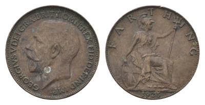 Великобритания 1 фартинг 1925 Георг V (1910-1936) KM 808.2, Spink 4060 бронза 4664-262