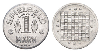 Германия игровой жетон в 1 марку ND разновидность - Глобус, вес 0,8 гр, диаметр 20 мм алюминий UNC 4636-957