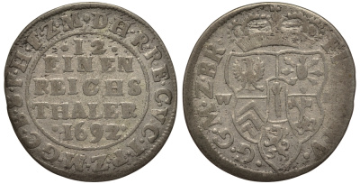 Бранденбург-Пруссия 1/12 талера 1692 WH, Фридрих III (1688-1701), вес 3,02 гр. Schrotter 615 серебро 1516-112