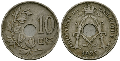 Бельгия 10 сантимов 1923 Belgique KM 85 медно-никель 4172-932