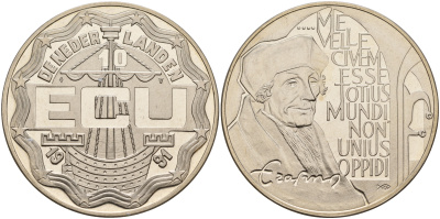 Нидерланды 10 экю 1991 Эразм Роттердамский медно-никель UNC 1066-4-35
