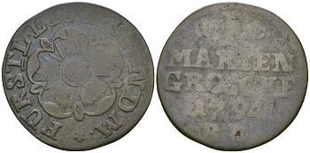 ЛИППЕ-ДЕТМОЛЬД 1 МАРИЕНГРОШ 1794 KM 215 серебро 99-862