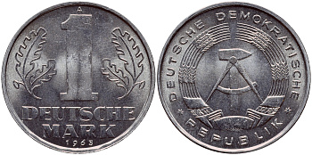 ГДР 1 МАРКА 1963 А KM 13 алюминий UNC 1523-213